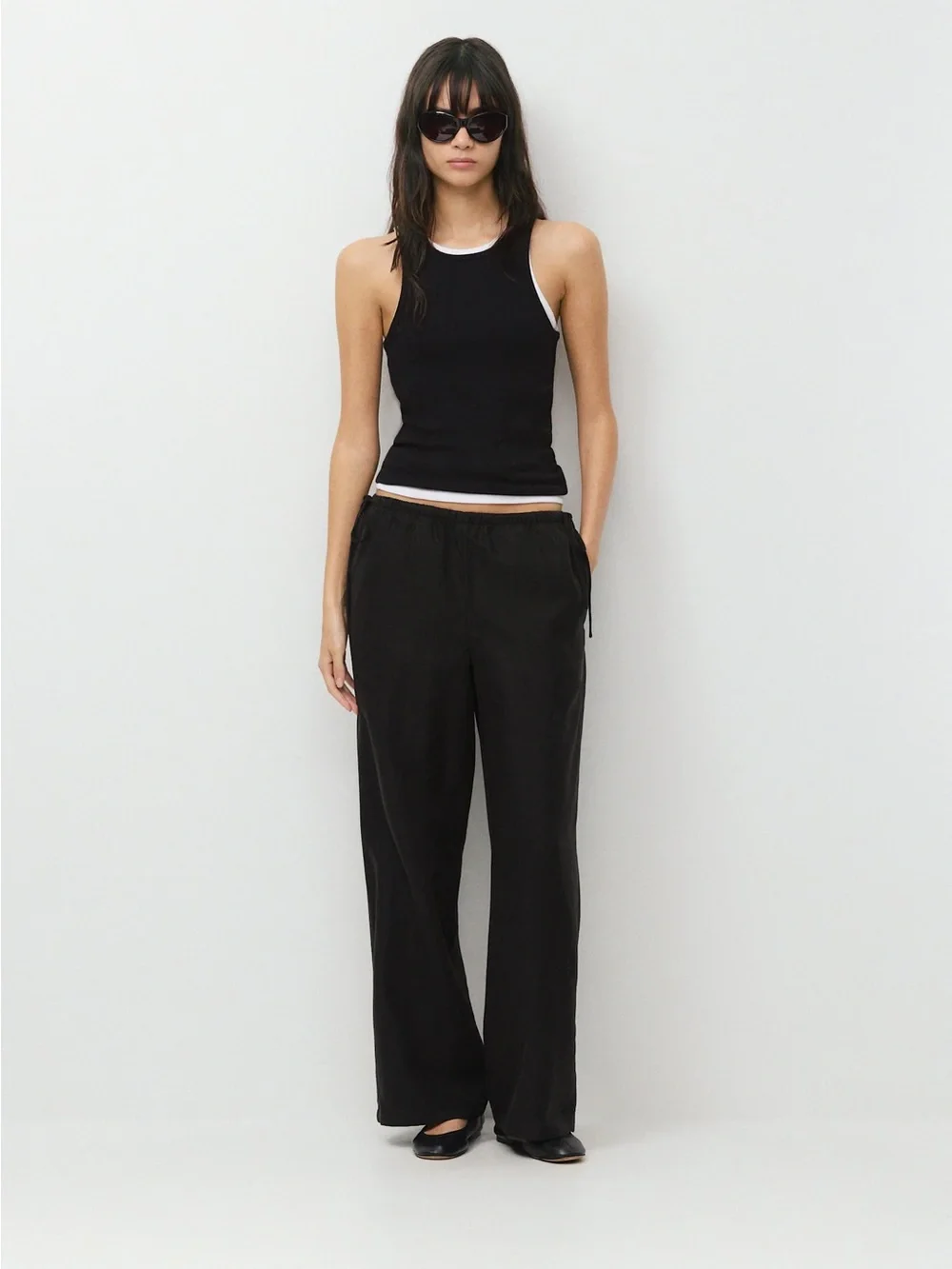 Aritzia Wilfred Black Linen Side Tie Pants